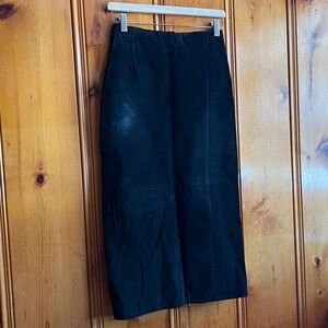 Vintage Black Suede Maxi Skirt *needs TLC